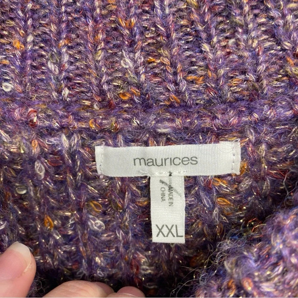 Maurices Knit Sweater XXL Purple Metallic Sparkle Thread - Picture 4 of 8